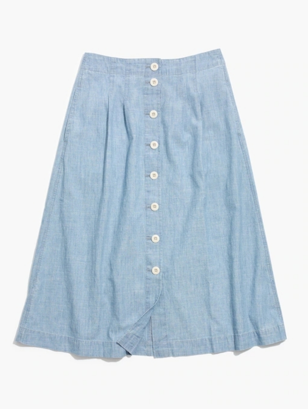 Madewell Chambray Midi Skirt sz 14 Blue Weatherly Wash Button Front Pockets NEW - Picture 2 of 16
